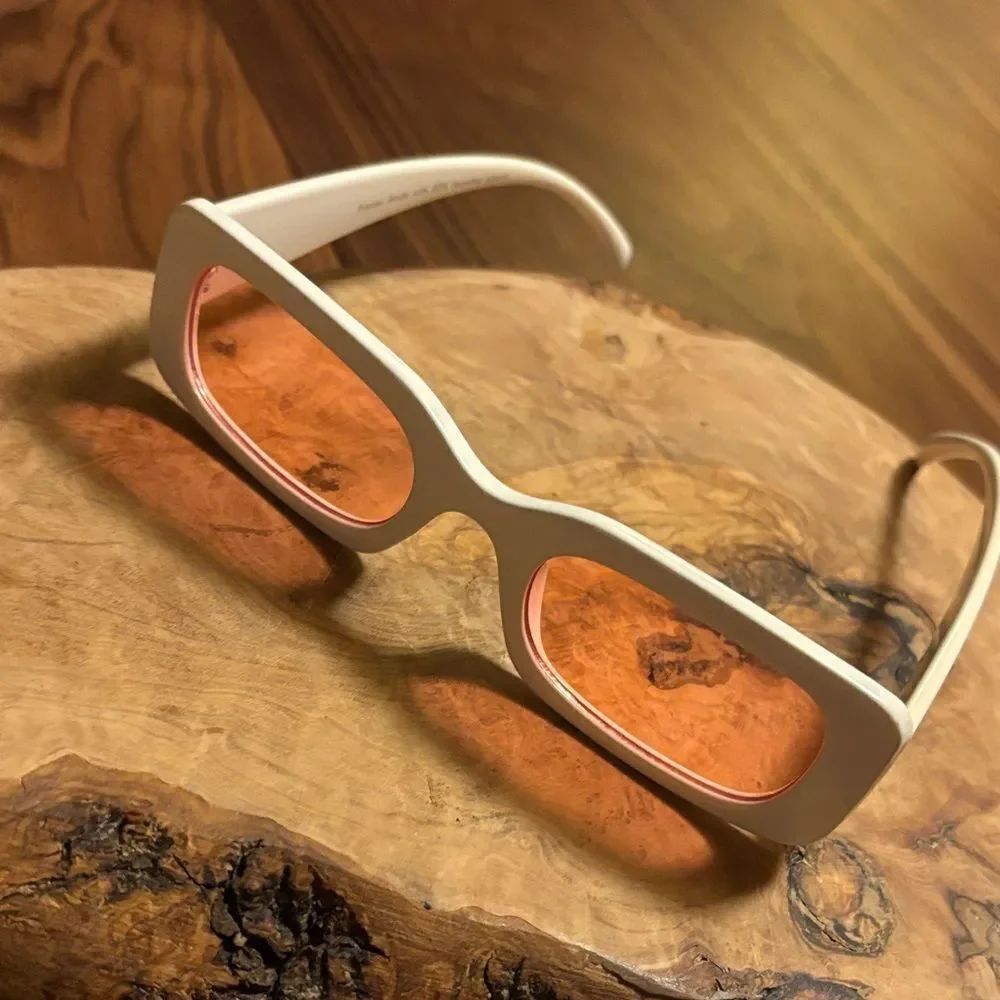 Funky White Sunglasses with Pink Lenses